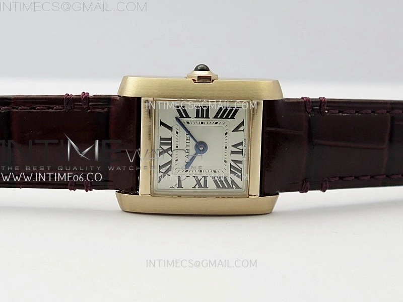 Tank Francaise Ladies 21.2mm RG 8848F 1:1 Best Edition Silver Dial on Red Leather Strap Ronda Quartz V2